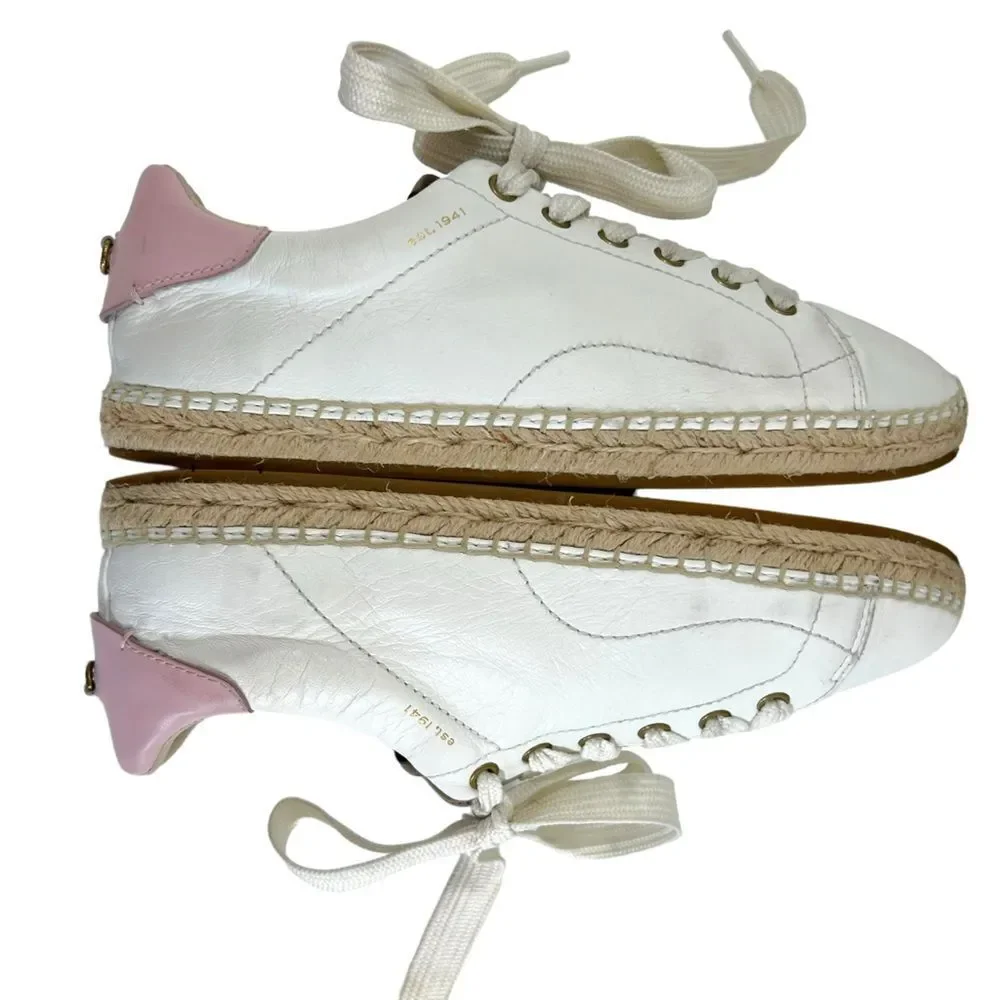 Coach C101 Low Top Espadrille Sneakers in White & Petal